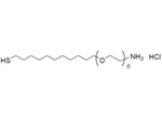 Amino-EG6-undecanethiol, hydrochloride Amino-EG6-undecanethiol, hydrochloride, 20-(11-Mercaptoundecanyloxy)-3, 6, 9, 12, 15, 18-hexaoxaeicosane-1-amine, hydrochloride [CAS: 496839-01-1]