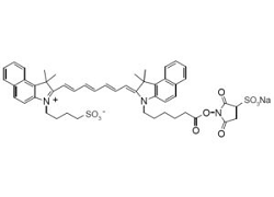 ICG-Sulfo-OSu ICG-Sulfo-OSu, 2-[7-[1,3-Dihydro-1,1-dimethyl-3-(4-sulfobutyl)-2H-benzo[e]indol-2-ylidene]-1,3,5-heptatrienyl]- 1,1-dimethyl-3-[5-(3-sulfosuccinimidyl)oxycarbonylpentyl]-1H-benzo[e]indolium, inner salt, sodium salt